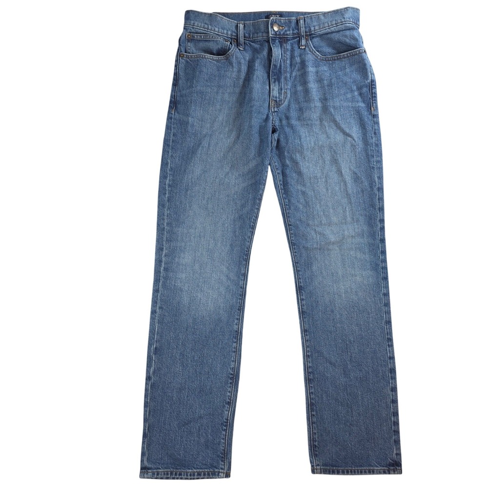 J.Crew Mens 31x30 Blue Straight Flex Jeans BK282 Medium Wash Stretch Denim